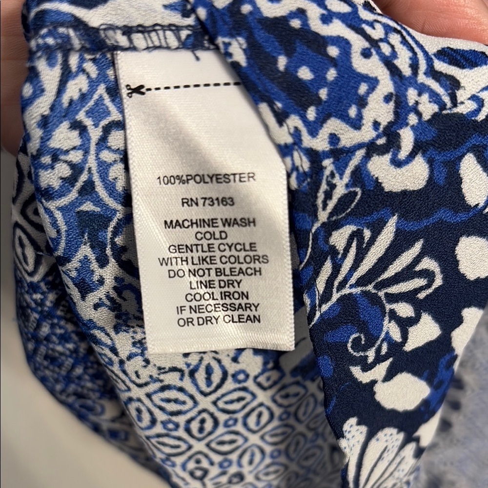 Spense Blue and White Relaxed Bell Sleeve Top - Picture 6 of 6